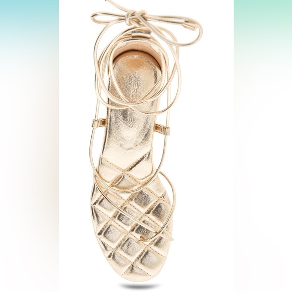 Aerosoles caramia platform sandal lace up gold heel - Picture 4 of 5